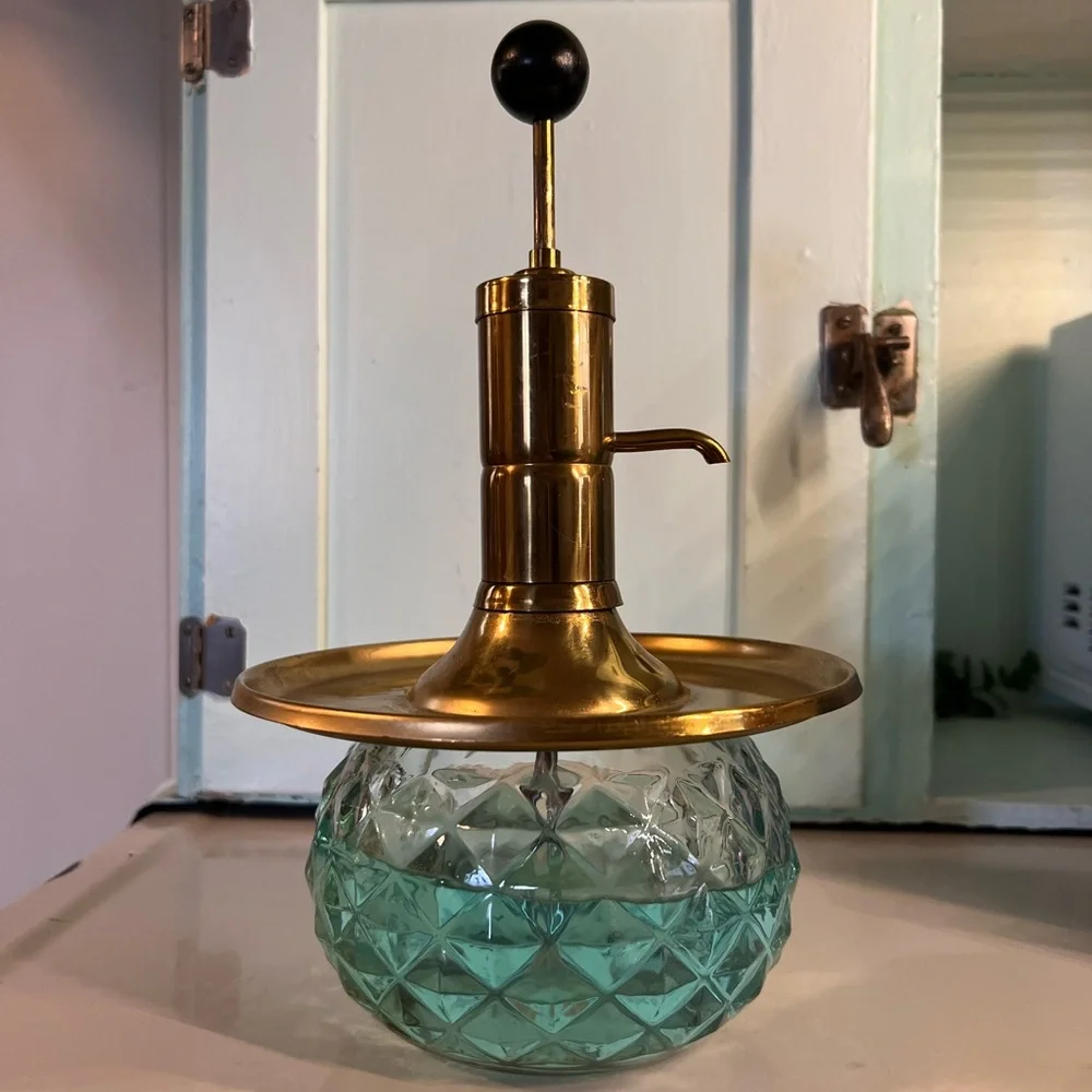 MCM Park Sherman Brass and Glass Liquor Pump Decanter - Picture 5 of 14